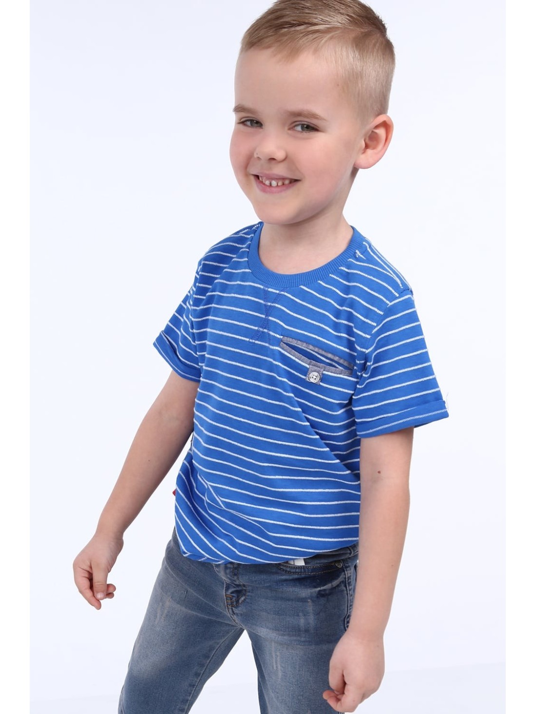 Boy\'s striped T-shirt, cornflower blue NDZ4474 - Online store - Boutique